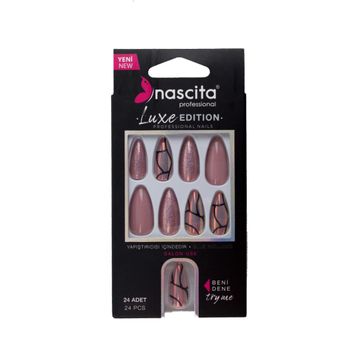 Nascita S282 Luxe Edition Badem Pembe Siyah 24'lü Takma Tırnak