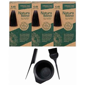 Natura Balance 4.45 Etkileyici Kahve 3 Adet Saç Boyası + Saç Boyama Seti