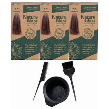 Natura Balance 7.1 Küllü Kumral 3 Adet Saç Boyası + Saç Boyama Seti