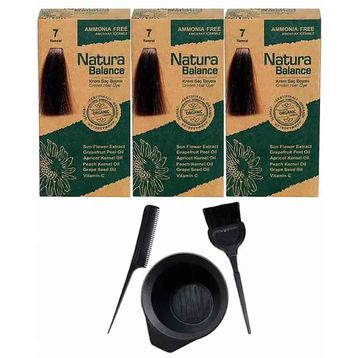 Natura Balance 7 Kumral 3 Adet Saç Boyası + Saç Boyama Seti