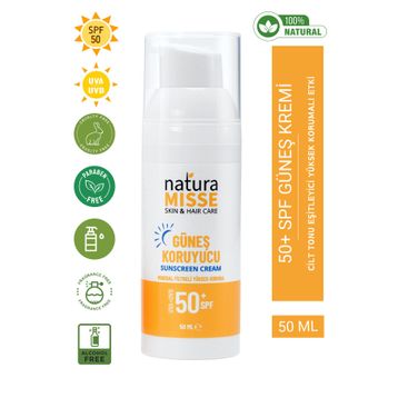 Natura Misse UVA UVB SPF50 Yüksek Koruma Leke Karşıtı Bakım Nemlendirici Koruyucu 50 ml Güneş Kremi