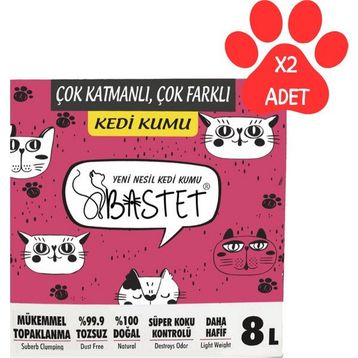Natural 2x8 lt Bastet Topaklanan Tozsuz Premium Doğal Kedi Kumu