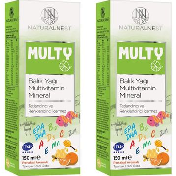 NaturalNest Multy Balık Yağı Multivitamin Mineral 2x150 ml Şurup