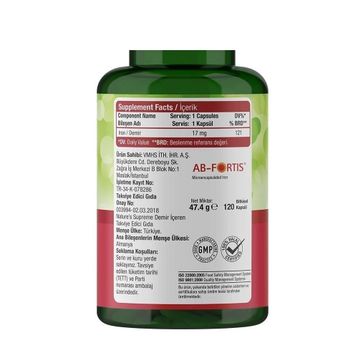 Nature's Supreme Iron Demir 17 mg 120 Kapsül