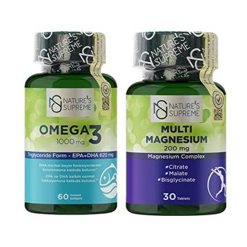 Nature's Supreme Omega 3 60 Kapsül Balık Yağı + Multi Magnesium Complex 30 Tablet