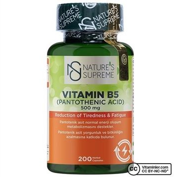 Nature's Supreme Vitamin B5 500 mg 200 Kapsül