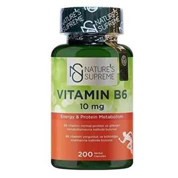 Nature's Supreme Vitamin B6 10 mg 200 Kapsül