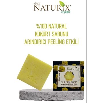 Naturix Arındırıcı Peeling Etkili Sebium Dengeleyici %100 Doğal Sulfur Soap Natural Kükürtlü Sabun