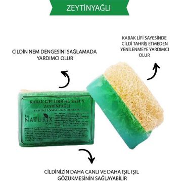 Naturix Nemlendirici Arındırıcı Peeling Etkili Olive Oil Soap 130 gr Doğal Kabak Lifli Zeytinyağlı Sabun