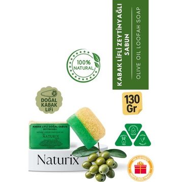 Naturix Nemlendirici Arındırıcı Peeling Etkili Olive Oil Soap 130 gr Doğal Kabak Lifli Zeytinyağlı Sabun