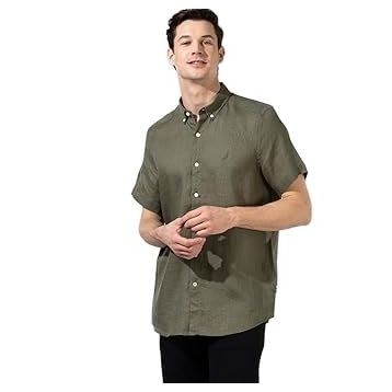 Nautica W35100T.3BP Yeşil Keten Erkek Gömlek