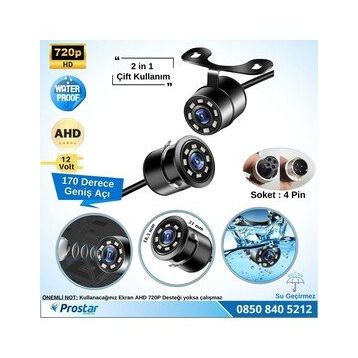 Navistar AHD 720P 4 Pin Soketli Beyaz Ledli Kelebek ve Tampon Uyumlu 6 MT 4 Pin Kablolu Kamera