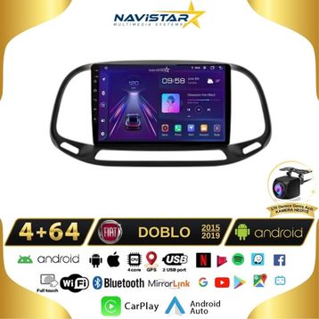 Navistar Fiat Doblo 2015-2019 Model 4 GB + 64 GB Android 13 Kablosuz Carplay Navigasyon Multimedya Sistemi