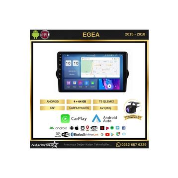 Navistar Fiat Egea 2015-2018 Model 4 GB + 64 GB Android 13 Kablosuz Carplay Navigasyon Multimedya Sistemi