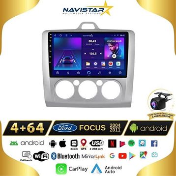 Navistar Ford Focus 2 Manuel Klima 4 GB + 64 GB Kablosuz Carplay Android 13 Navigasyon Multimedya Sistemi