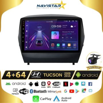 Navistar Hyundai Tucson 4 GB ve 64 GB Kablosuz Carplay 2009-2015 Android 13 Navigasyon Multimedya Sistemi