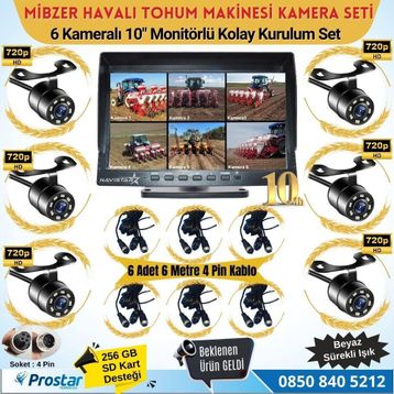 Navistar Mibzer İçin 6 Kameralı 10 inç Monitör Altıya Bölen Kayıtlı 256 GB SD Kart Destekli Araç Kamera Seti