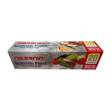 Nazenin 30x45 cm 20'li Düz Kilitsiz Şeffaf Büyük Boy Buzdolabı Poşeti