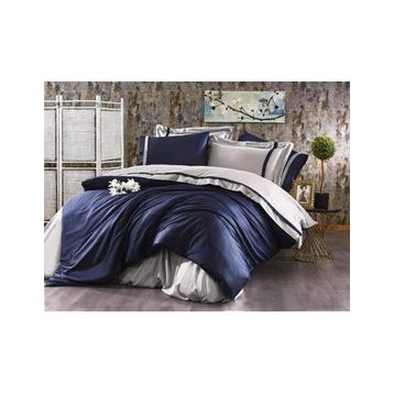 Nazik Elite 160x260 cm Tek Kişilik Lacivert Gri Nevresim Takımı