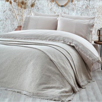 Nazik Home Çift Kişilik Nevresimli Cadiz Gri Pike Seti