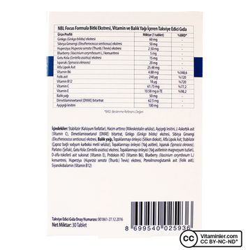 NBL Focus Formula Ginkgo Biloba 30 Tablet