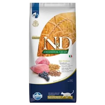 N&D 10 kg Angestrail Grain Düşük Tahilli Kuzu Etli ve Yaban Mersinli Kısırlaştırlmış Kedi Maması