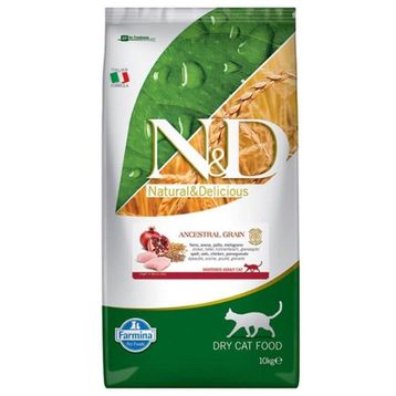 N&D 10 kg Düşük Tahıllı Tavuklu Narlı Yetişkin Kedi Maması