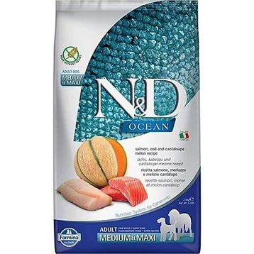 N&D 2.5 kg Ocean Somonlu Morina Balıklı ve Kavunlu Tahılsız Orta ve Büyük Irk Yetişkin Köpek Maması