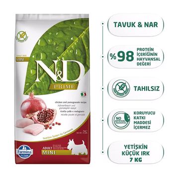 N&D 7 kg Narlı Tavuklu Mini Irk Yetişkin Kuru Köpek Maması