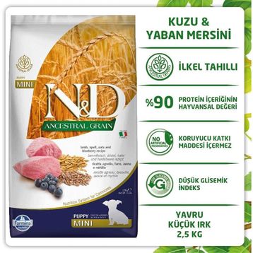 N&D Ancestral Grain Düşük Tahıllı Kuzu Eti ve Yaban Mersinli 1.5 kg Yetişkin Kedi Maması