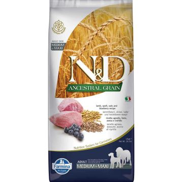 N&D Ancestral Grain Düşük Tahıllı Kuzu Eti ve Yaban Mersinli Orta ve Büyük Irk 12 kg Yetişkin Köpek Maması