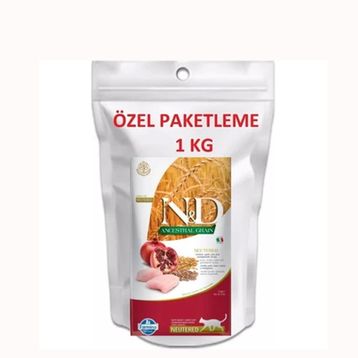 N&D Ancestral Graın Düşük Tahıllı Tavuk Nar 1 kg Doypack Ambalaj Kısır Kedi Maması