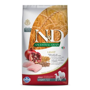 N&D Ancestral Grain Light 2,5 kg Tavuk Kılıçsız Buğday Yulaf / Nar Yetişkin Medium ve Maxi Köpek Maması