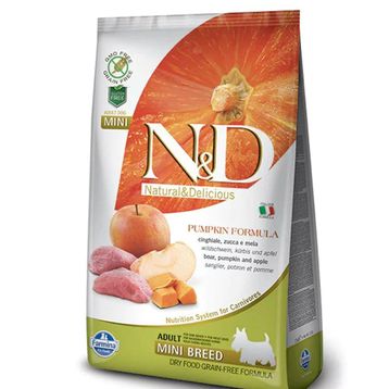 N&D Bal Kabaklı, Yaban Domuz Etli ve Elmalı Tahılsız Küçük Irk Yetişkin 7 kg Kuru Köpek Maması
