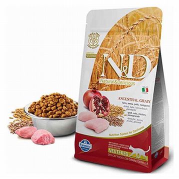 N&D Düşük Tahıllı Tavuklu ve Narlı Kısırlaştırılmış Yetişkin Özel 5 kg Kedi Maması
