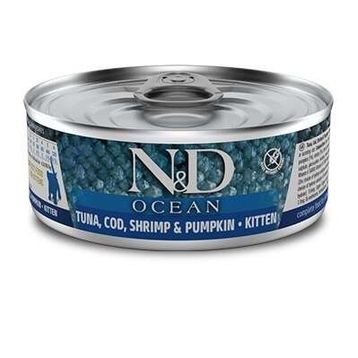 N&D Ocean 2918 Kitten Ton Balığı Morina Balığı Karides ve Balkabaklı 70 gr Yavru Kedi Konservesi