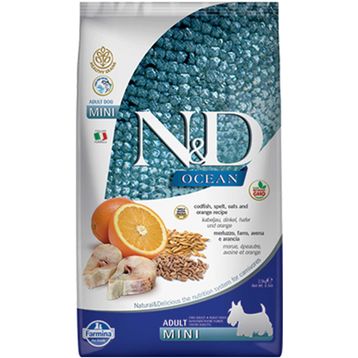 N&D Ocean Düşük Tahıllı Morina Balığı ve Portakallı Özel Küçük Irk Yetişkin 2.5 kg Köpek Maması
