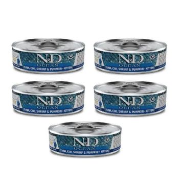 N&D Ocean Kitten 5x80 gr Ton Karides Balkabağı Yavru Yaş Mama