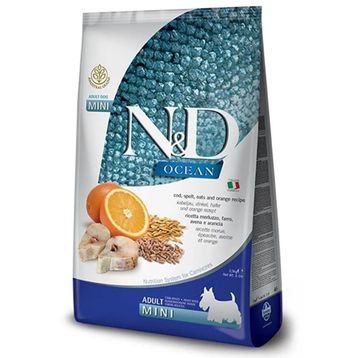 N&D Ocean Mini Adult Köpek 7 kg Az Tahıllı Morina Balığı Buğday Yulaf ve Portakallı Köpek Maması