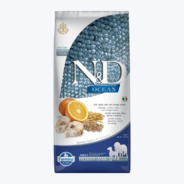 N&D Ocean Morina Balıklı ve Portakallı 2,5 kg Orta ve Büyük Irk Ata Tahıllı Yetişkin Köpek Maması
