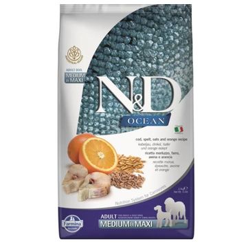 N&D Ocean Morina Balıklı ve Portakallı 2,5 kg Orta ve Büyük Irk Ata Tahıllı Yetişkin Köpek Maması