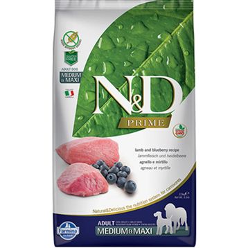N&D Prime Tahılsız Kuzu Eti ve Yaban Mersinli Orta ve Büyük Irk 2.5 kg Yetişkin Köpek Maması
