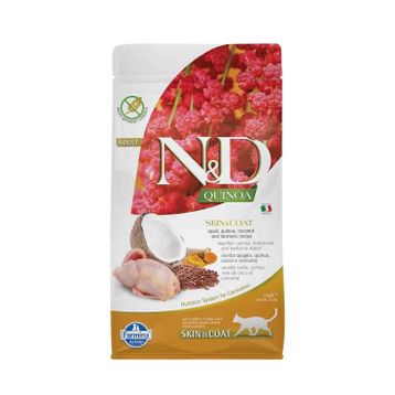 N&D Quinoa Skin Coat Tahılsız Tüy Bakım Bıldırcın Yetişkin 1,5 kg Kedi Maması