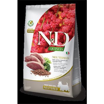 N&D Quinoa Tahılsız Ördek Brokoli & Kuşkonmaz Kısırlaştırılmış Yetişkin Mini 2,5 kg Köpek Maması