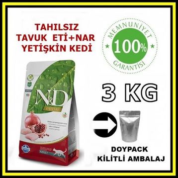 N&D Tahılsız Tavuk ve Narlı 3 kg Yetişkin Açık Kedi Maması