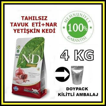 N&D Tahılsız Tavuk ve Narlı 4 kg Yetişkin Açık Kedi Maması