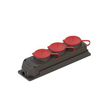 Ne-Ad 4x25 380V IP62 3x25A Kauçuk Kapaklı Sıva Üstü Trifaze Duvar Prizi