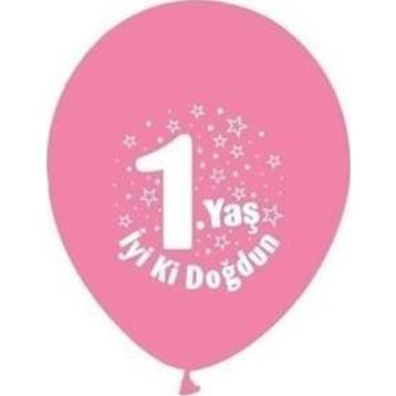 Nedi PM-12159 Party Marty 1 Yaş İyi Ki Doğdun Pembe 16'lı Baskılı Balon