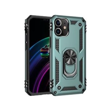 Nefertiya iPhone 12 Sofya Yüzüklü Yeşil Silikon Kapak Kılıf