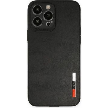 Nefertiya iPhone 13 Pro Loop Siyah Deri Silikon Kılıf